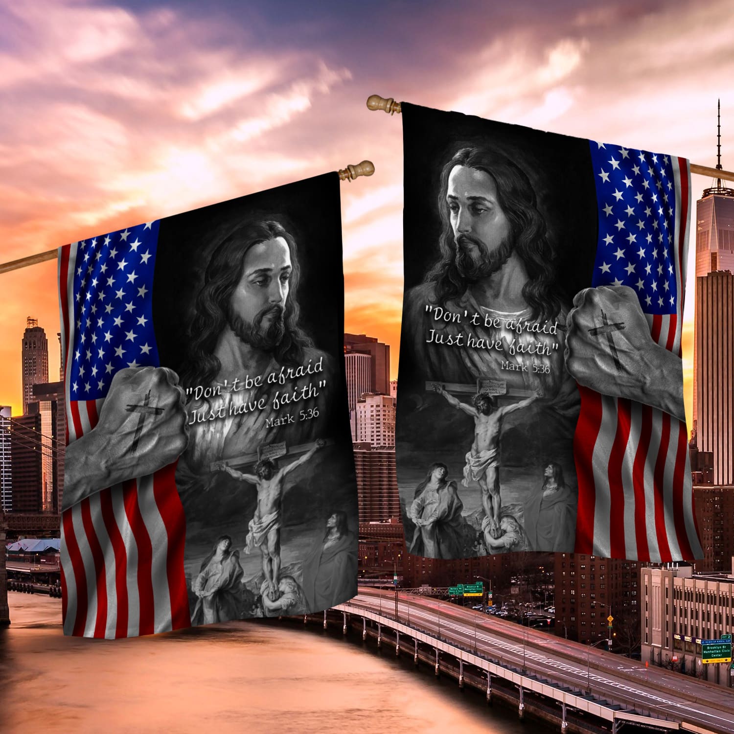 4KNG. Jesus Faith (6) House Flag Mockup 2 Side-2