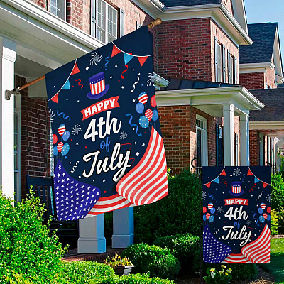 Alternative view of Happy 4th Of July Party Garden Flag - House Flag - Wall Flag