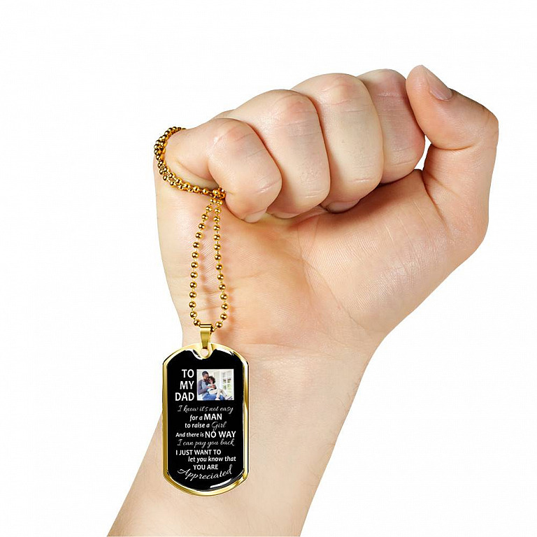 Personalized To My Dad From Daughter I Know It's Not Easy For A Man To Raise A Girl Dog Tag Pendant Necklace