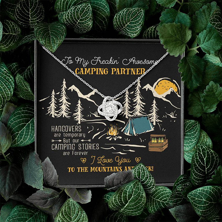 To My Freakin' Awesome Camping Partners Our Camping Stories Are Forever Love Knot Necklace - Camper Gifts