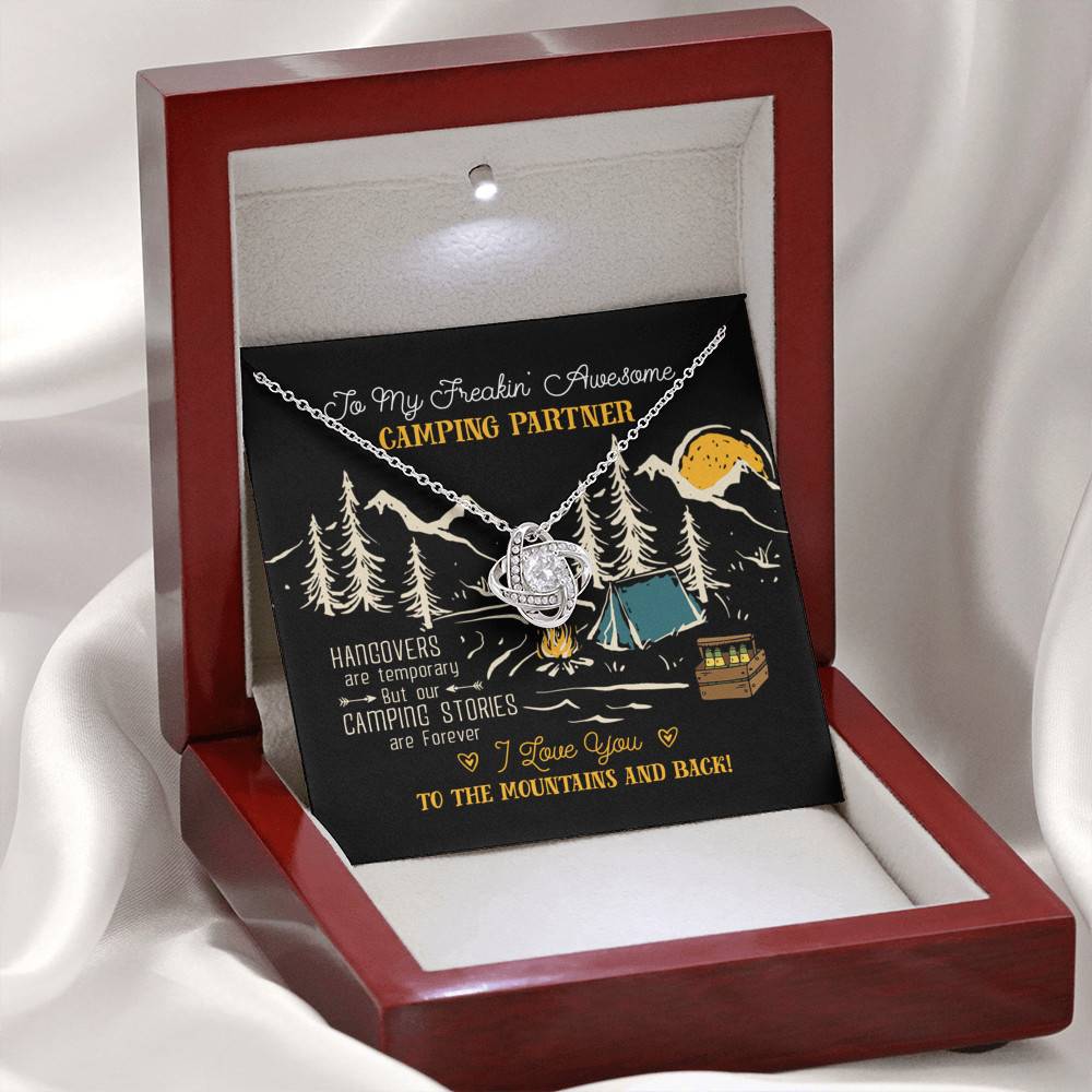 To My Freakin' Awesome Camping Partners Our Camping Stories Are Forever Love Knot Necklace - Camper Gifts To My Freakin' Awesome Camping Partners Our Camping Stories Are Forever Love Knot Necklace - Camper Gifts