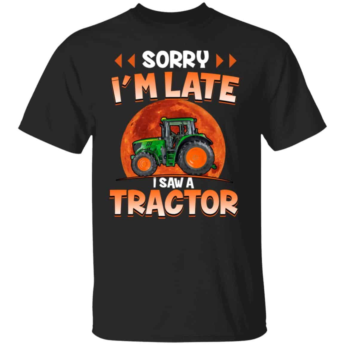 Sorry I'm Late I Saw A Tractor, Black, Youth T-Shirt