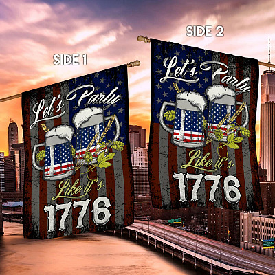 Alternative view of 4th of July Party Like It's 1776 American Garden Flag - Funny Drinking Beer House Flag