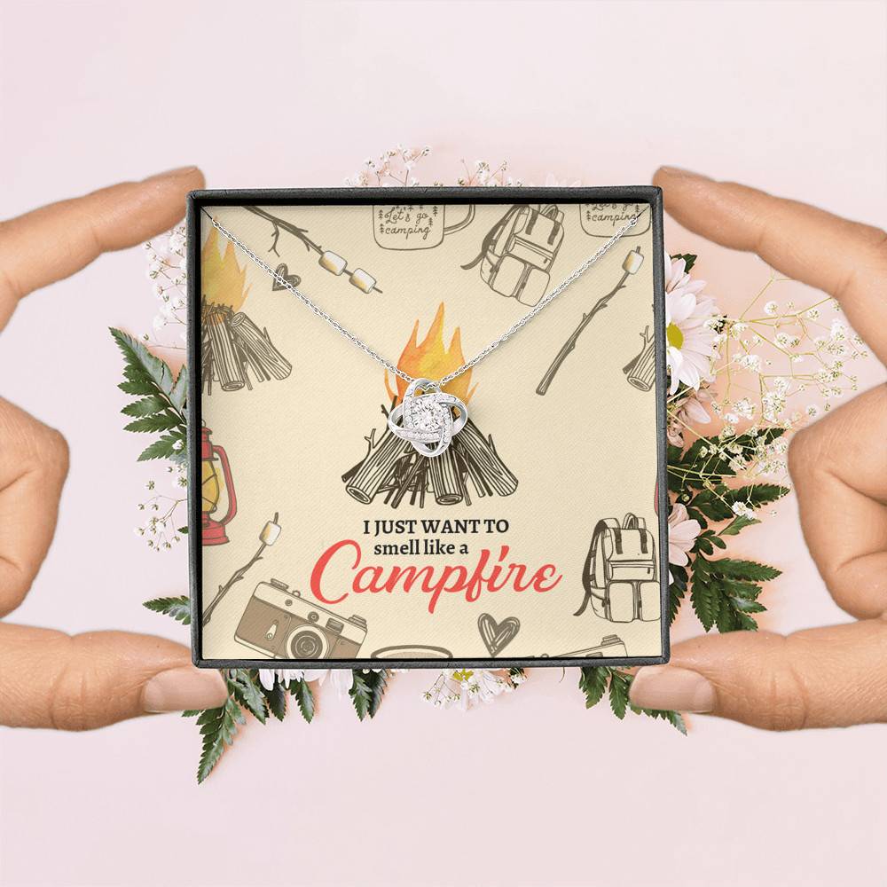 I Just Want To Smell Like A Camp Fire Love Knot Necklace - Camping Necklace I Just Want To Smell Like A Camp Fire Love Knot Necklace - Camping Necklace