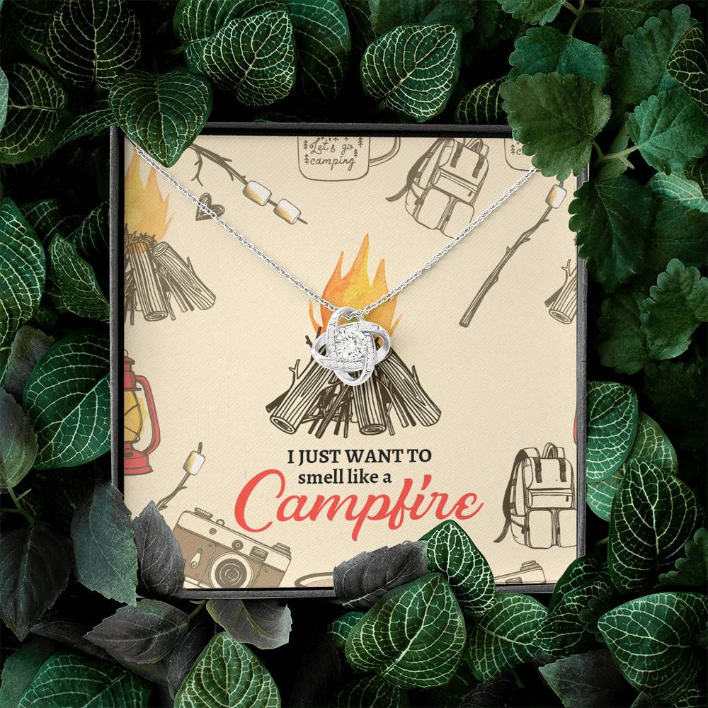 I Just Want To Smell Like A Camp Fire Love Knot Necklace - Camping Necklace I Just Want To Smell Like A Camp Fire Love Knot Necklace - Camping Necklace