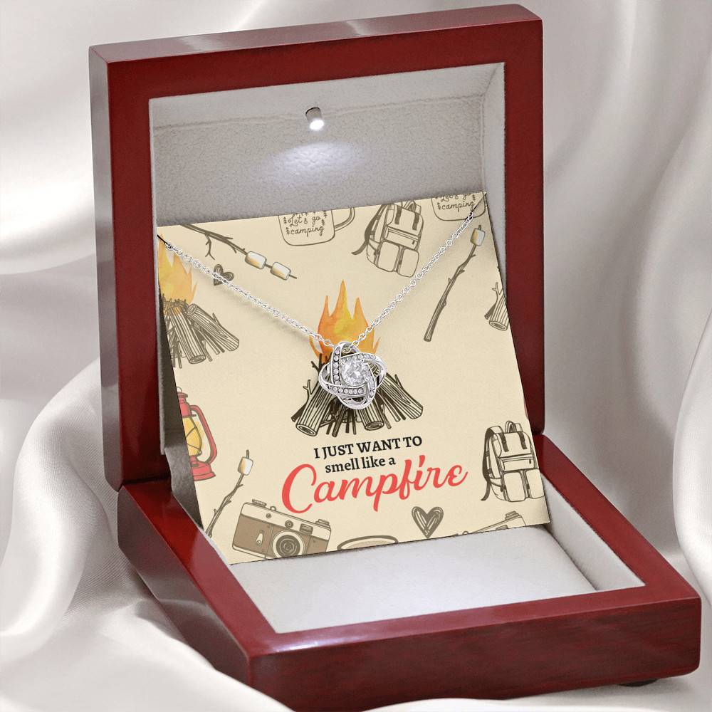 I Just Want To Smell Like A Camp Fire Love Knot Necklace - Camping Necklace I Just Want To Smell Like A Camp Fire Love Knot Necklace - Camping Necklace