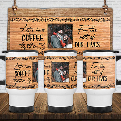 14 oz. White Travel Mug