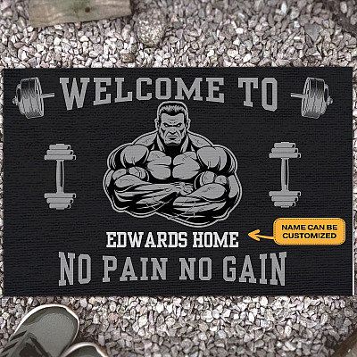 Alternative view of Personalized Welcome To The Gym No Pain No Gain House Doormat - Outdoor Indoor Doormat