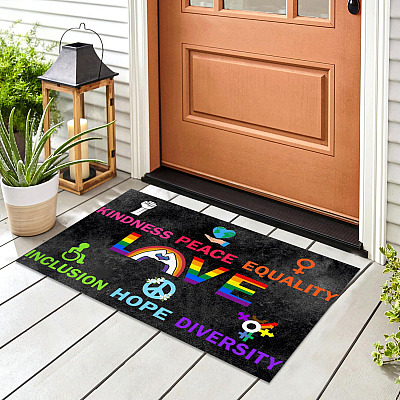 Alternative view of Kindness Peace Equality Love Inclusion Hope Diversity House Doormat - Outdoor Indoor Doormat