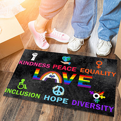 Kindness Peace Equality Love Inclusion Hope Diversity House Doormat - Outdoor Indoor Doormat