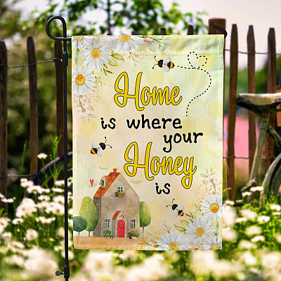 Home Is Where Your Honey Is Funny Bee Garden Flag - House Flag - Wall Flag