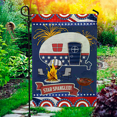Summer Camping Garden Flag - Happy 4th Of July House Flag - Wall Flag