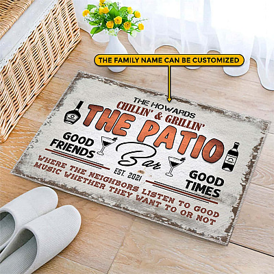 Alternative view of Personalized Chillin And Grillin The Patio Bar Good Friends Good Times Entrance Outdoor Decorative Doormat