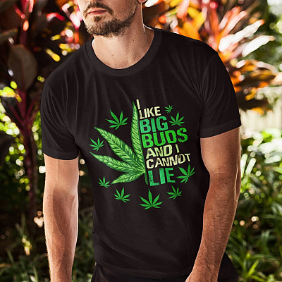 Alternative view of I Like Big Buds And I Cannot Lie Funny Weed T-Shirt - V-Neck Shirt