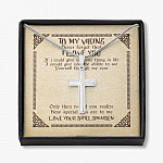 To My Viking Never Forget That I Love You Love Your Shieldmaiden Cross Pendant Necklace - Gift For Husband - Artisan Crafted Cross Necklace