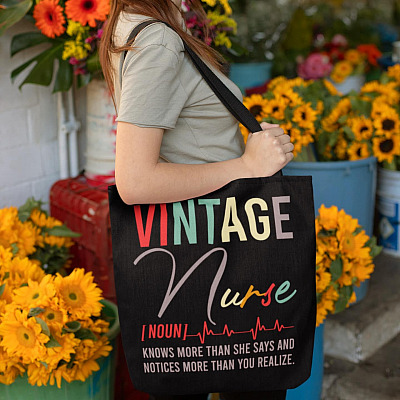 Vintage Nurse Knows More Than She Says And Notices More Than You Realize All Over Print Tote Bag - Shoulder Bag