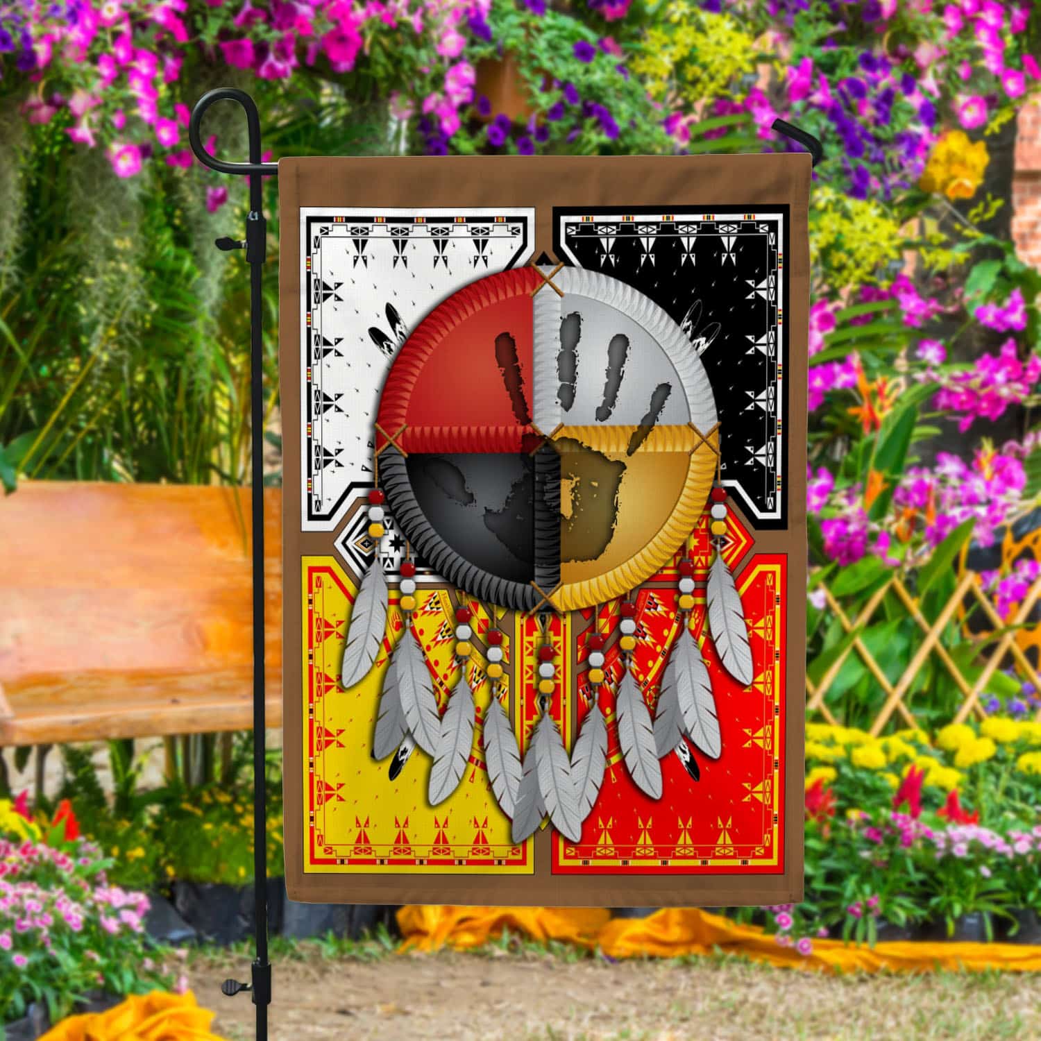 8UT. Native American Hand(5) Garden Flag Mockup 4