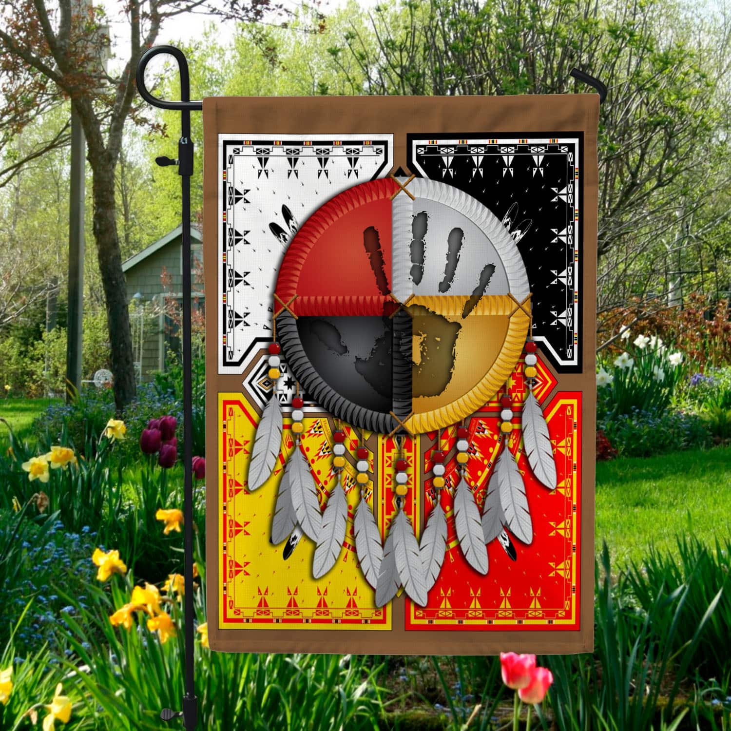 8UT. Native American Hand(5) Garden Flag Mockup 5