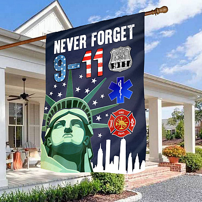 Patriot Day American Eagle 9-11 Never Forget In Memory Firefighter Police EMT Garden Flag – Wall House Flag