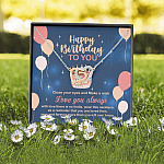 Happy Birthday To You Close Your Eyes And Make A Wish Interlocking Hearts Pendant Necklace - Birthday Gifts