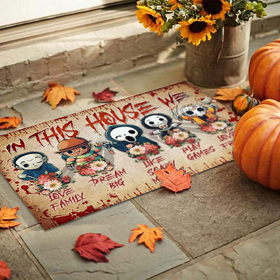 Alternative view of In This House We Love Family Dream Big Like Scary Movies Horror Movie Characters House Doormat - Outdoor Doormat