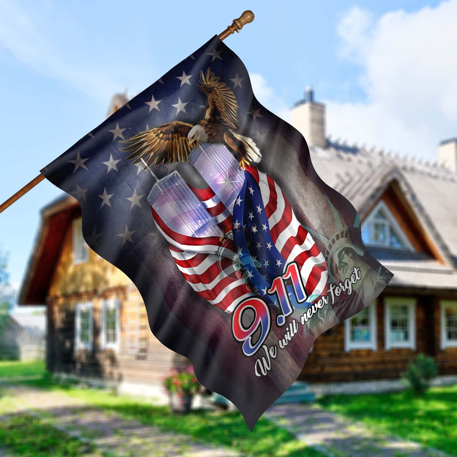 1. We Will Never Forget House Flag Mockup 5