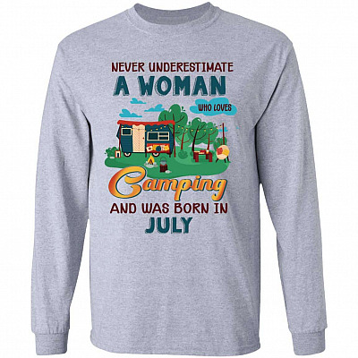 Never Underestimate July Hoodie, Sport Grey, Long Sleeve