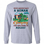 Never Underestimate August Hoodie, Sport Grey, Long Sleeve