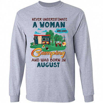 Never Underestimate August Hoodie, Sport Grey, Long Sleeve
