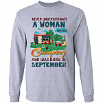 Never Underestimate September Hoodie, Sport Grey, Long Sleeve