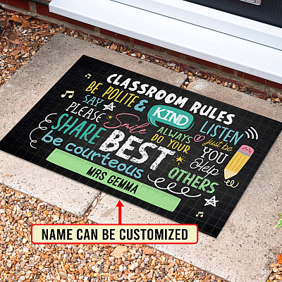 Personalized Classroom Rules Doormat - Outdoor Indoor Doormat - Gifts For Teacher