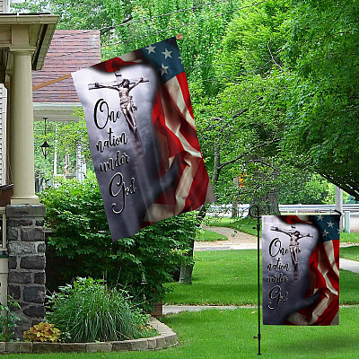 Alternative view of One Nation Under God Decorative Garden Flag - Indoor Outdoor Flag - House Flag
