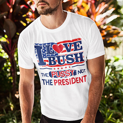 Alternative view of I Love Bush The Pussy Not The President T-Shirt - V-Neck Shirt