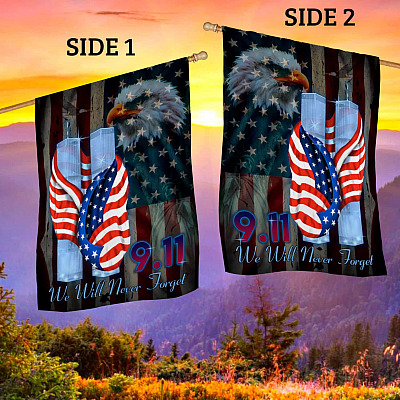 Alternative view of We Will Never Forget September 11th Memory Patriot Day Outdoor Indoor Decorative Garden Flag - House Flag