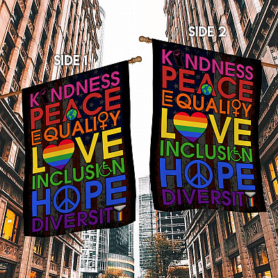 Alternative view of Kindness Peace Equality Love Inclusion Hope Diversity Garden Flag - House Flag
