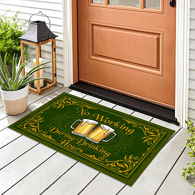 Alternative view of No Working During Drinking Hours Indoor Outdoor Doormat - Beer Drinking Doormat
