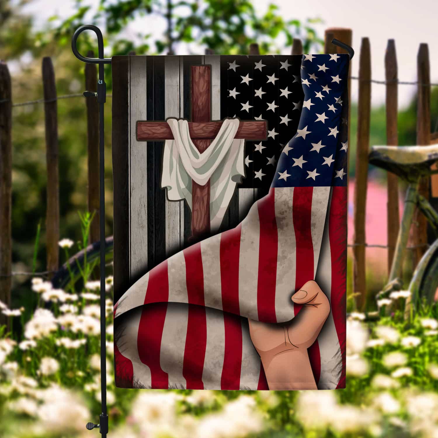 2O. Cross Behind-30x40 - s1 Garden Flag Mockup 6