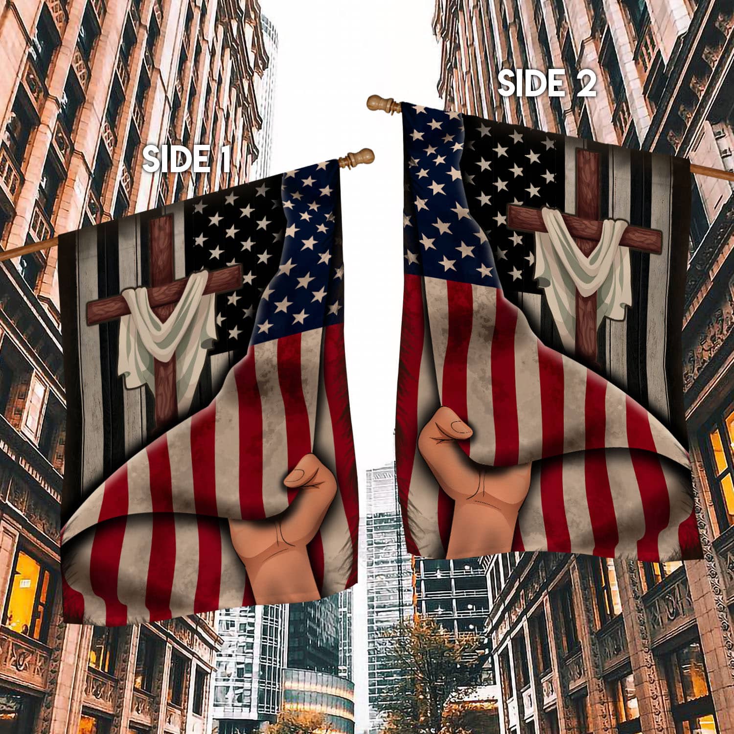 2O. Cross Behind-30x40 - s1 House Flag Mockup 2 Side-1