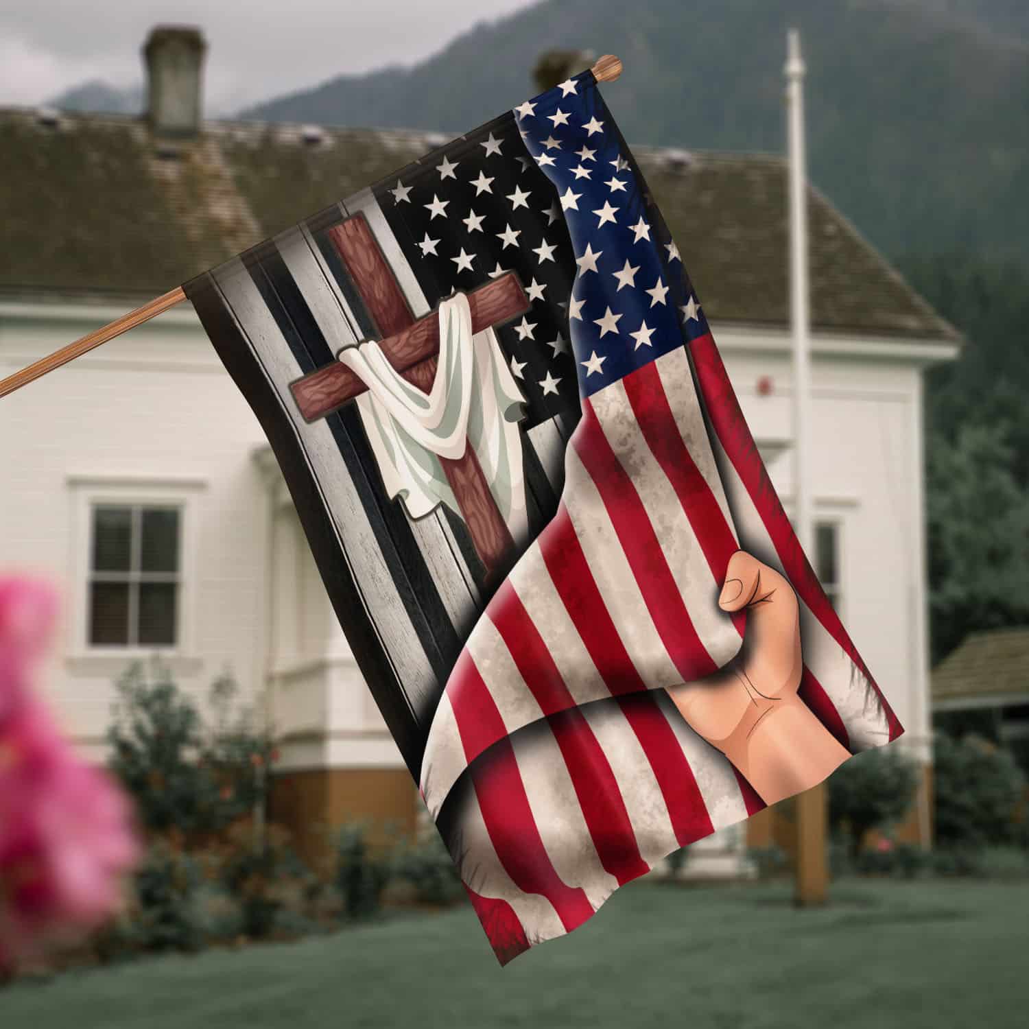 2O. Cross Behind-30x40 - s1 House Flag Mockup 4