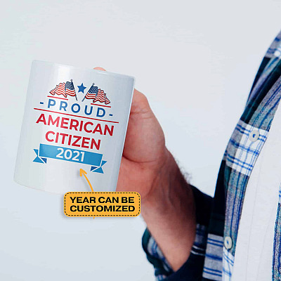 Alternative view of Personalized Proud American Citizen American Flag Coffee Mug - Beer Stein - Water Bottle - Color Changing Mug