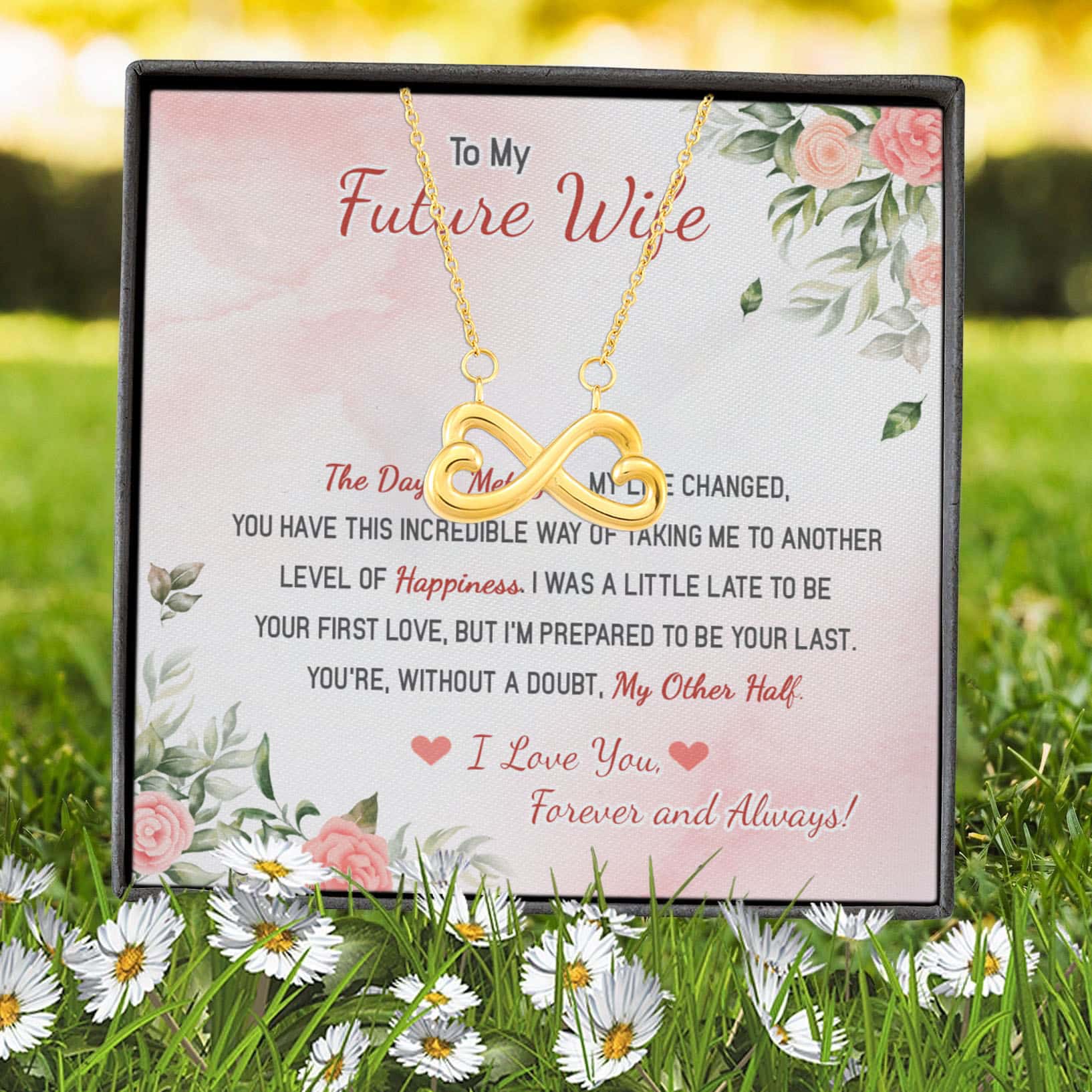 6VT. To My Future Wife The Day I Met Infinity Heart Necklace (Gold) 7