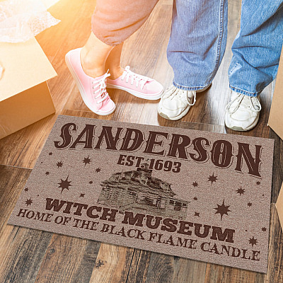 Sanderson Witch Museum Est 1693 Home Of The Black Flame Candle Doormat - Outdoor Indoor Doormat