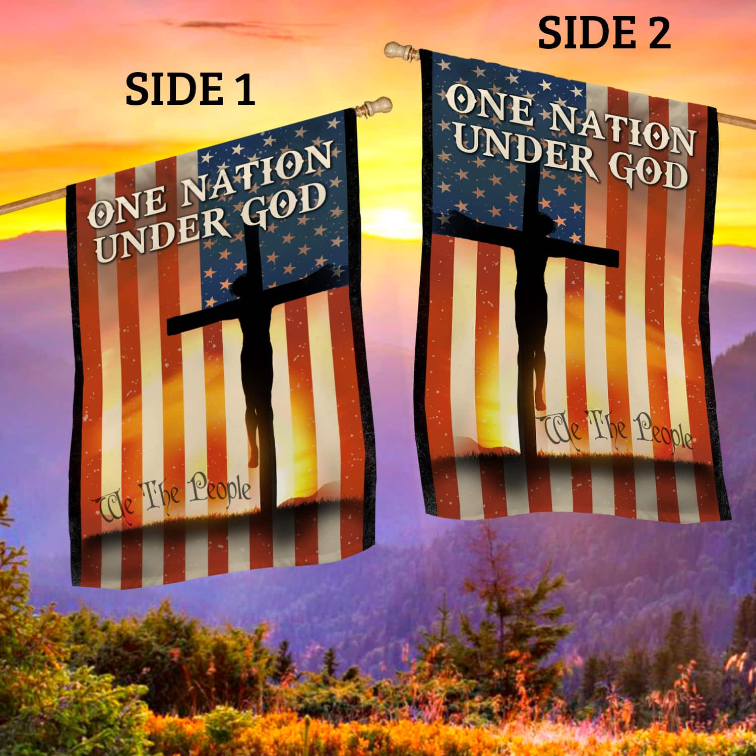 5. One Nation Under God1 House Flag Mockup 2 Side