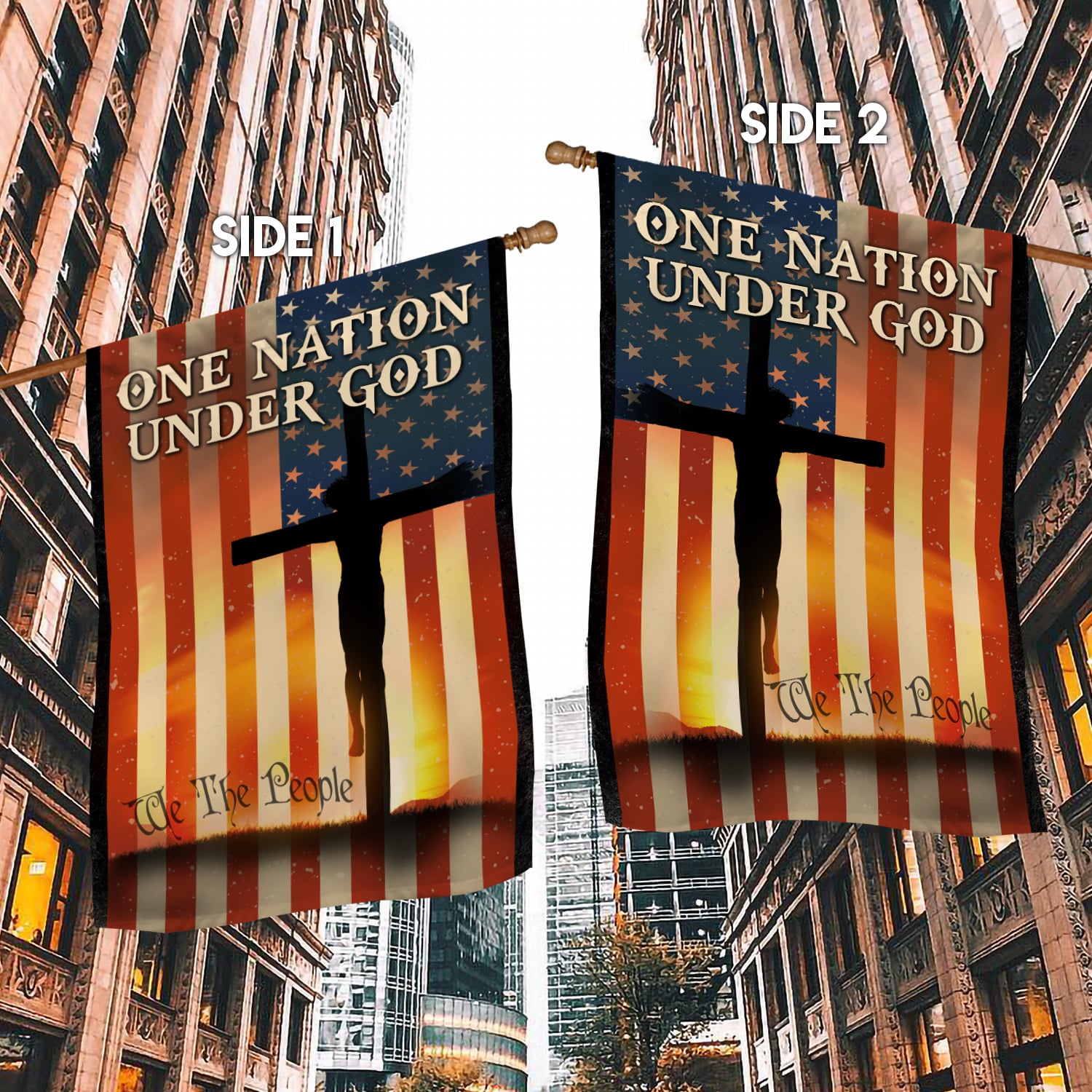 5. One Nation Under God1 House Flag Mockup 2 Side-1