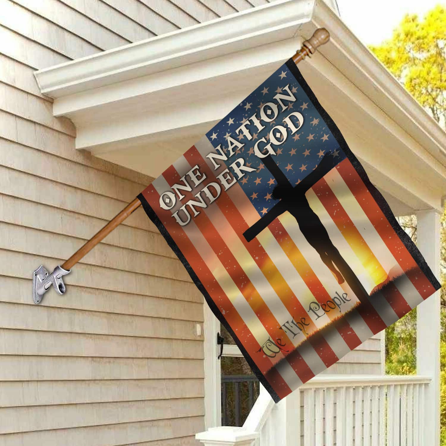 5. One Nation Under God1 House Flag Mockup 2