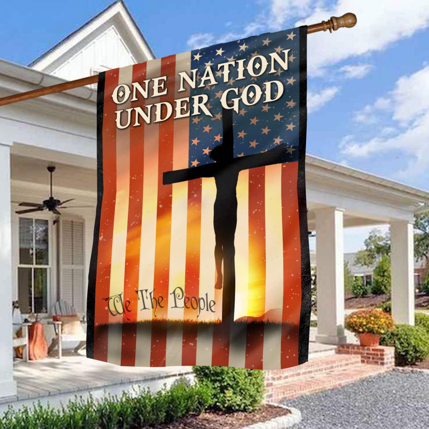 5. One Nation Under God1 House Flag Mockup 3