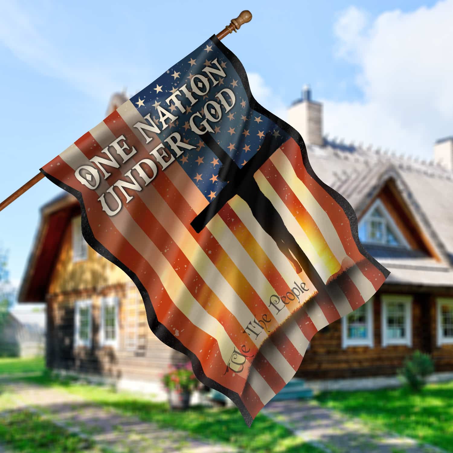 5. One Nation Under God1 House Flag Mockup 5