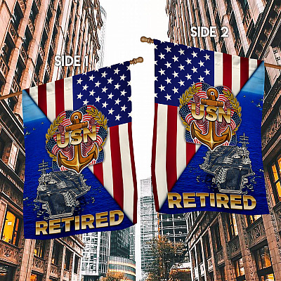 Alternative view of United States Navy Veteran Eagle American Outdoor House Flag - Navy Veteran Home Garden Flag