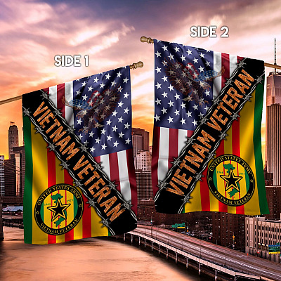Alternative view of Proud Vietnam Veteran American Flag – Vietnam War Veteran US Flag Pride Outdoor Garden Flag – House Wall Flag