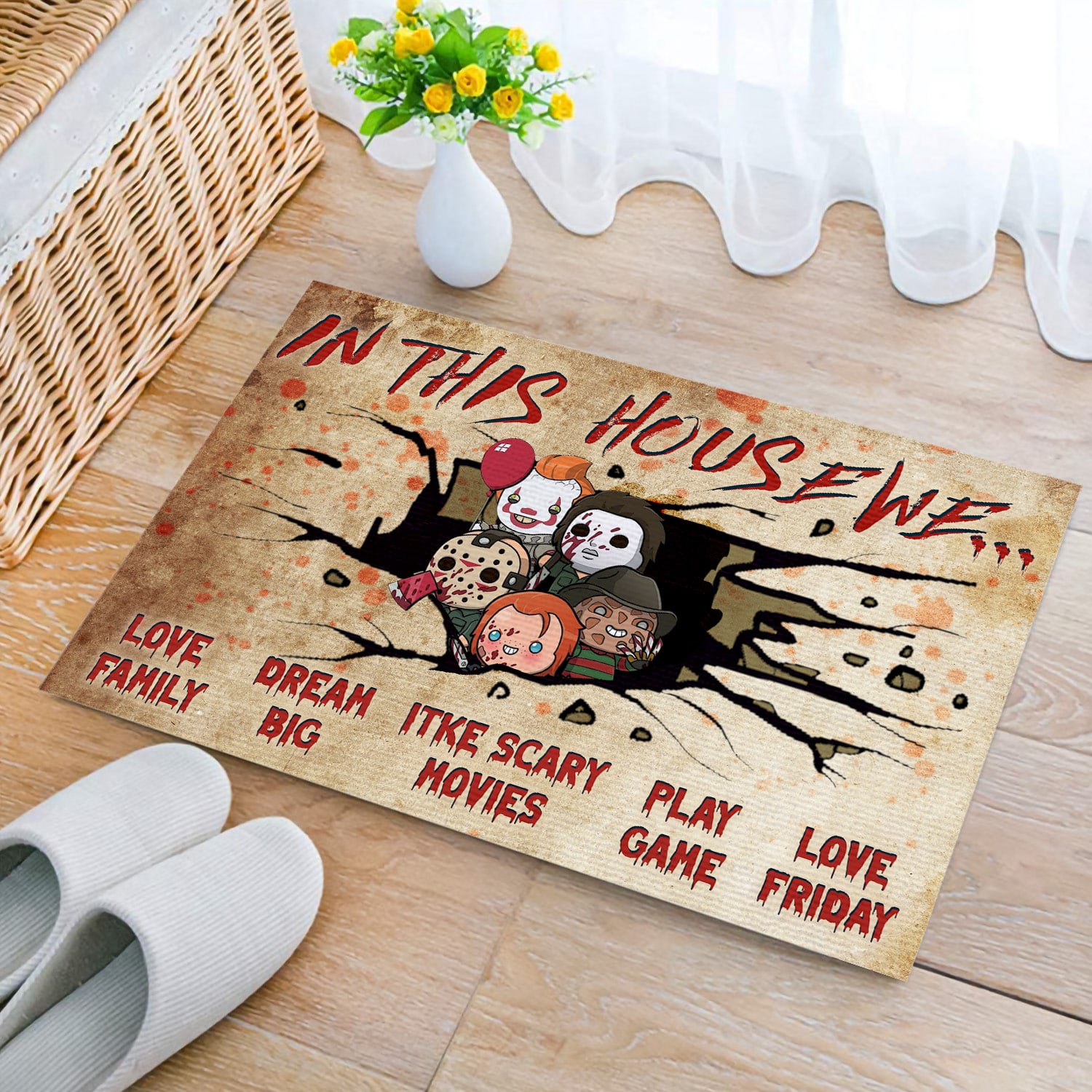 5KT. In This House We Halloween (6) Doormat mockup 2